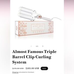 New in box Almost Famous White Curling Iron